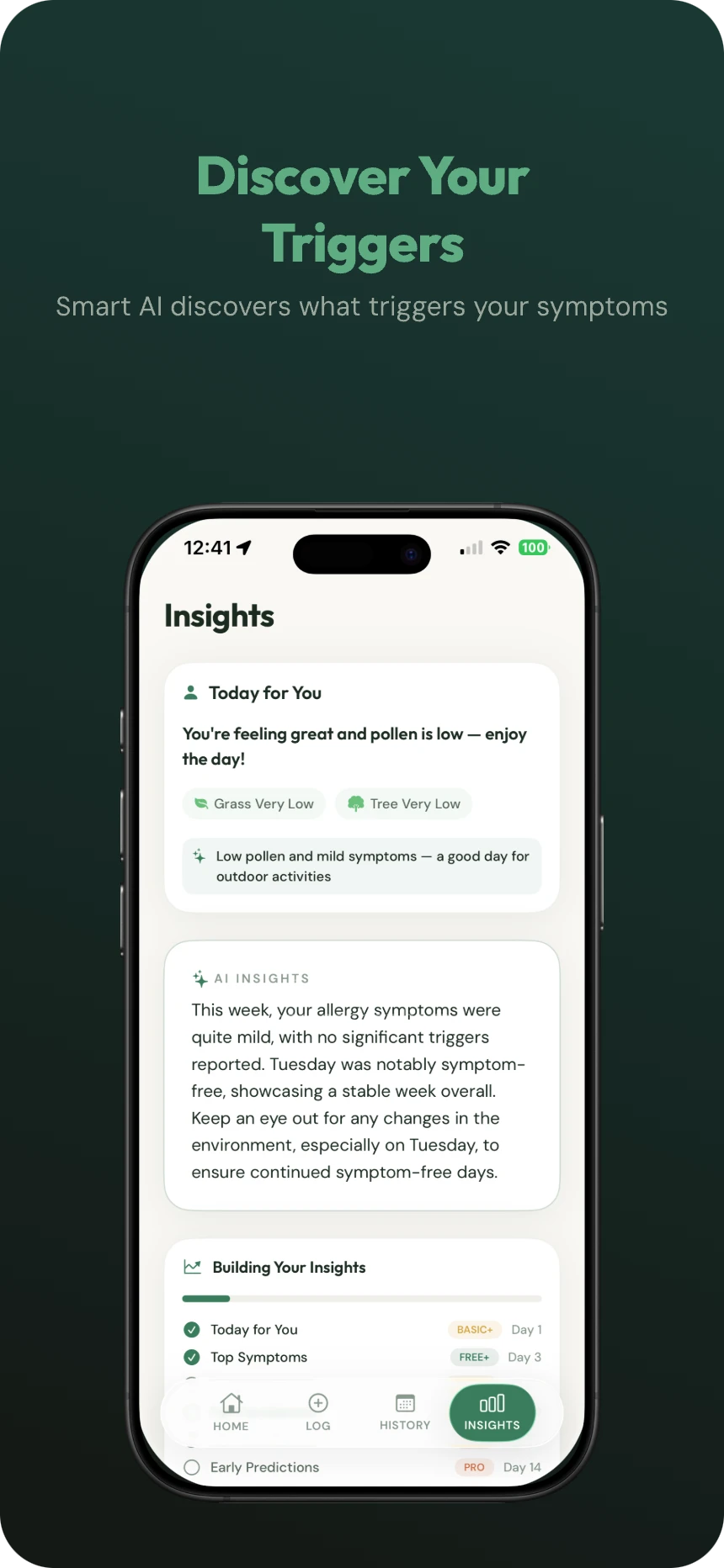 AI-powered insights showing personal triggers